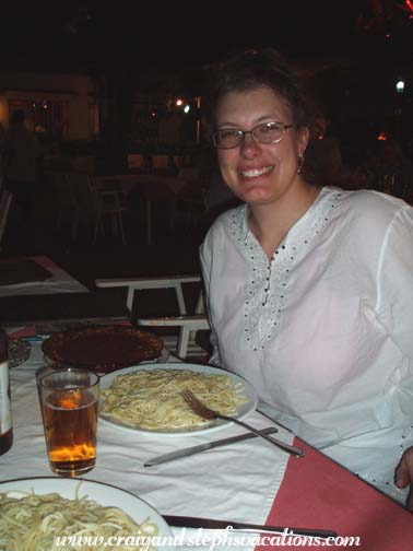 Steph having spaghetti Bolognaise at the Independance Hotel Steph having spaghetti Bolognaise at the Independance Hotel