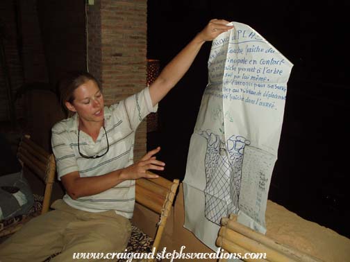 Anna teaches us how to plant the seedlings over dinner at La Falaise Anna teaches us how to plant the seedlings over dinner at La Falaise