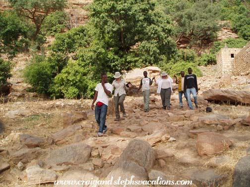 Hiking down the escarpment, with escorts Hiking down the escarpment, with escorts