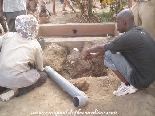 Running pipes from the existing water basin
