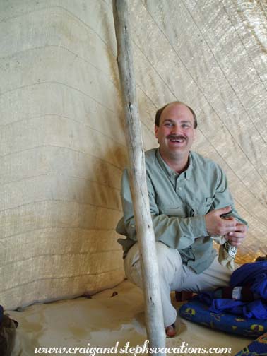 Craig in our tent Craig in our tent