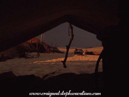 View from inside our tent as we went to bed