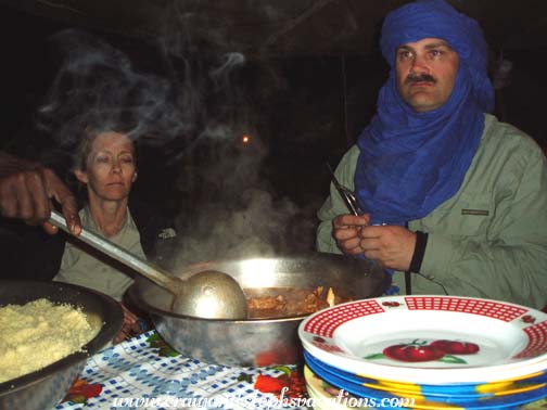 Susan and Craig at dinner - Goat and couscous Susan and Craig at dinner - Goat and couscous