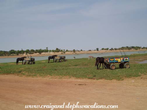 Horse carts at the Bani ferry Horse carts at the Bani ferry