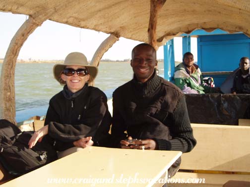 Susan and Bahini on the pirogue Susan and Bahini on the pirogue
