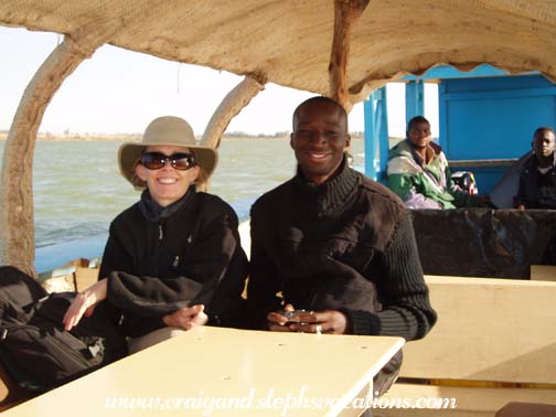 Susan and Bahini on the pirogue