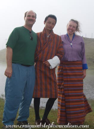 Craig, Dorji, and Steph at the picnic spot Craig, Dorji, and Steph at the picnic spot