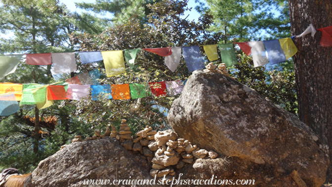 Cairns and prayer flags