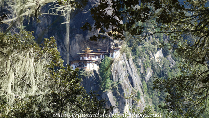 View of the Tiger's Nest through vegetation