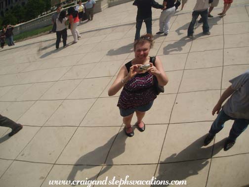 Steph reflected in the Cloud Gate
