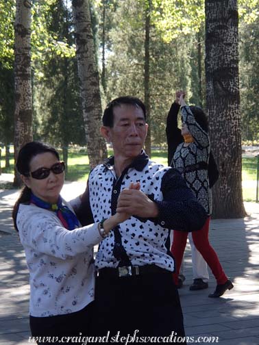 Couples ballroom dancing at the Temple of Heaven