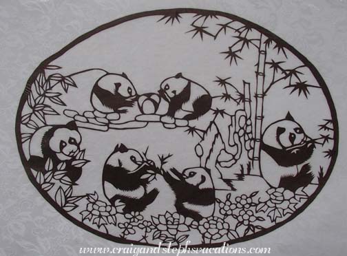 Papercut of pandas