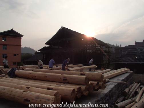 Carpentry at sunset