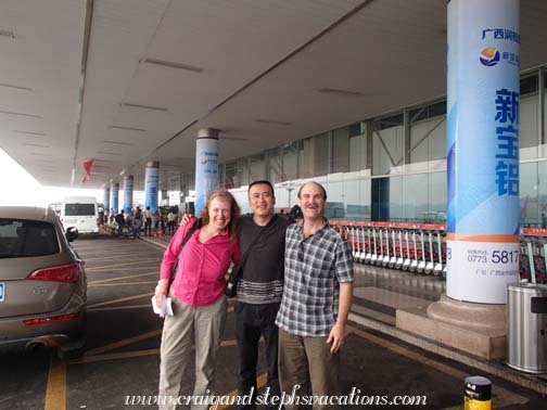 Saying goodbye to Wang Jun at the airport