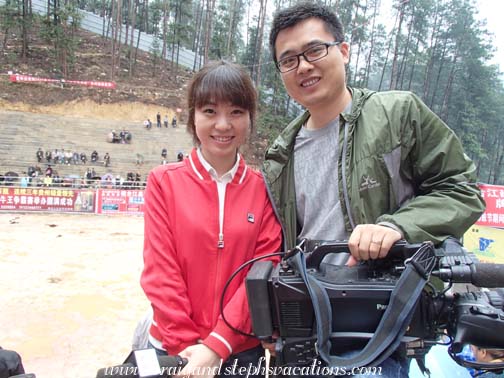 Reporter and cameraman from CCTV-7 national news