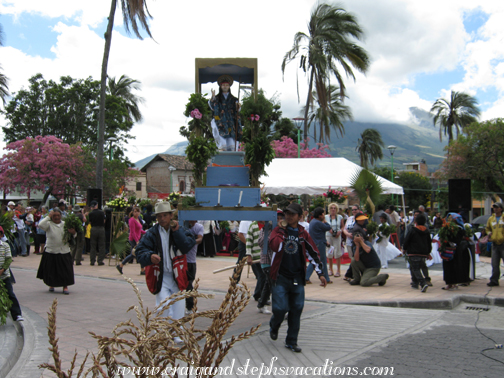 Float arrives in front of the church