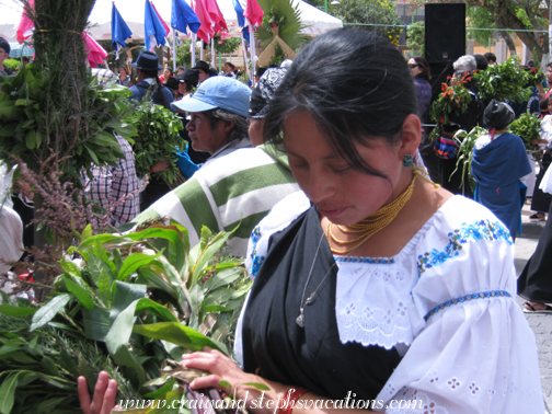 Aida prepares the plants for blessing