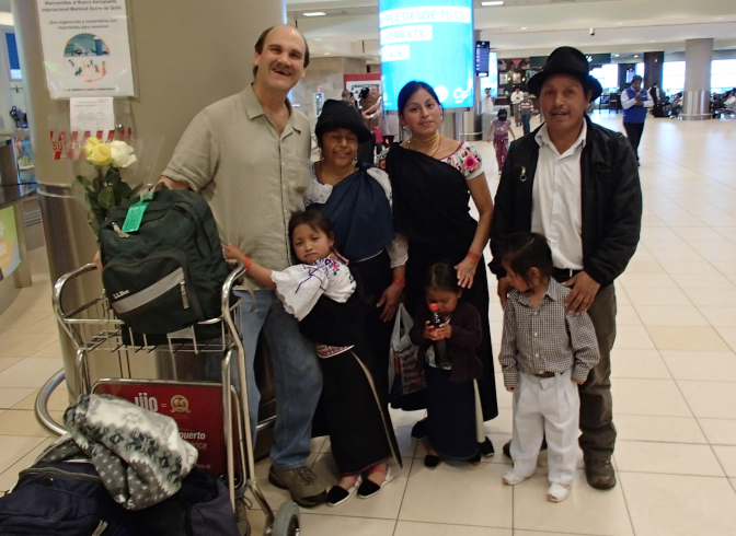 Greeted at the airport: Achi Taita, Sisa, Rosa, Aida, Shina Tayanta, Antonio, Yupanqui