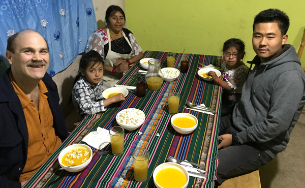 Dinner: Craig, Yupanqui, Rosa, Shina, and Sonam