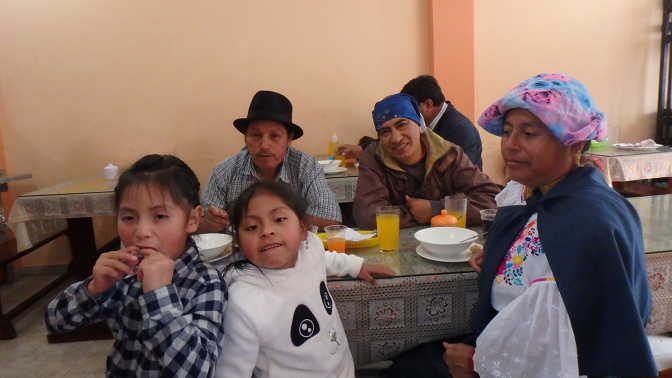 Lunch in Apuela: Yupanqui, Antonio, Shina, Hector, and Rosa