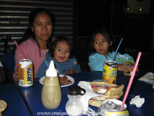 Paulina, Eddy, and Aracely enjoy churrasco Paulina, Eddy, and Aracely enjoy churrasco