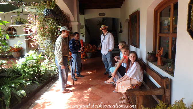 Humberto gives some background information on Chichicastenango at the Hotel Santo Tomas