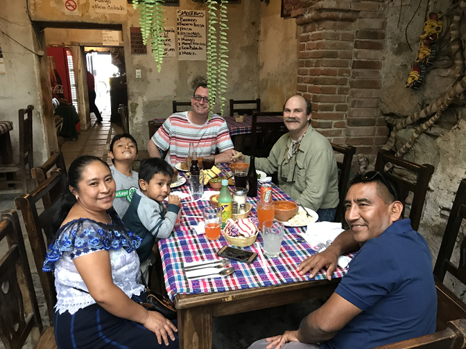 Dinner at La Cuevita de los Urquizu: Paulina, Ian Ivan, Eddy, Tyson, Craig, and Humberto