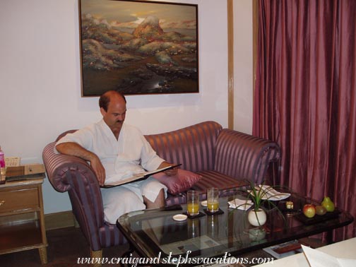Checking out the room service menu