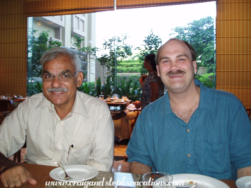 Mukul and Craig enjoy breakfast at Hotel Metropolitan, Delhi