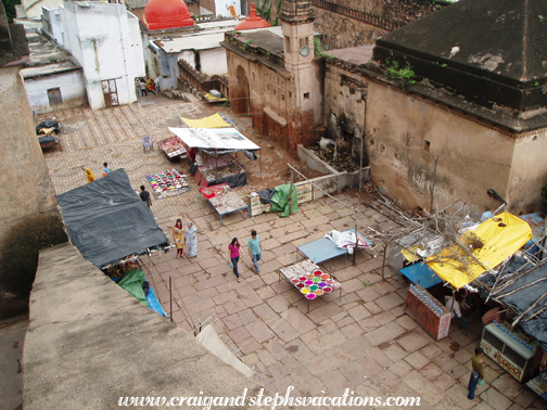 View down at street from Chaturbhuj Temple staircase