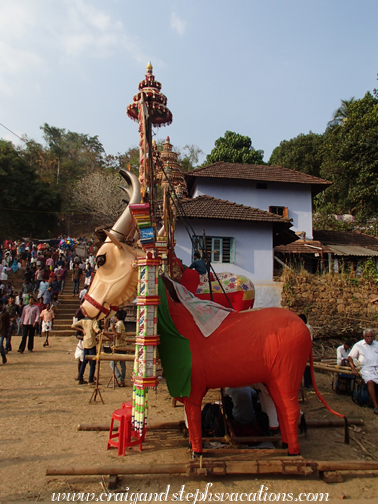 Side view of a buffalo effigy at Periayanampetta Pooram