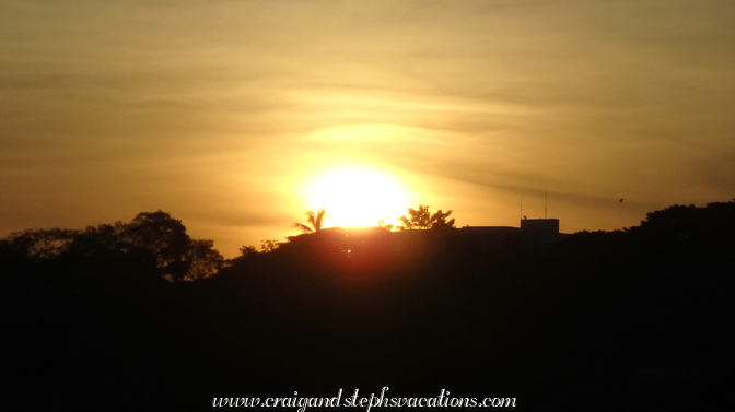 The sun rises as we arrive in Yangon