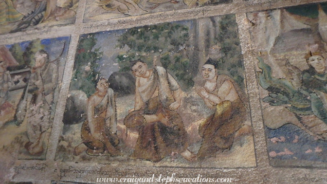 Vivid 18th century frescoes in a cave at Phowin Taung