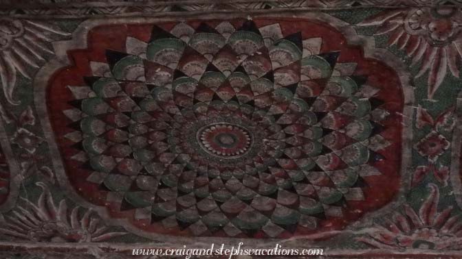 18th century mandala fresco on a cave ceiling in Phowin Taung