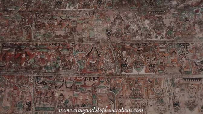 18th century jataka frescoes in a cave at Phowin Taung