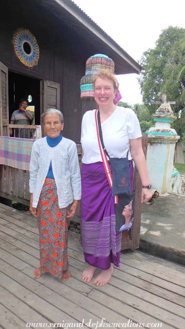 Steph and an elderly friend at Kann Monastery