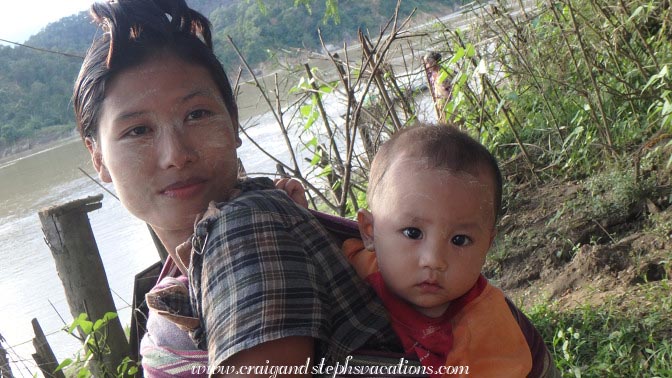 Mom and baby Shwe Lat Pan Village