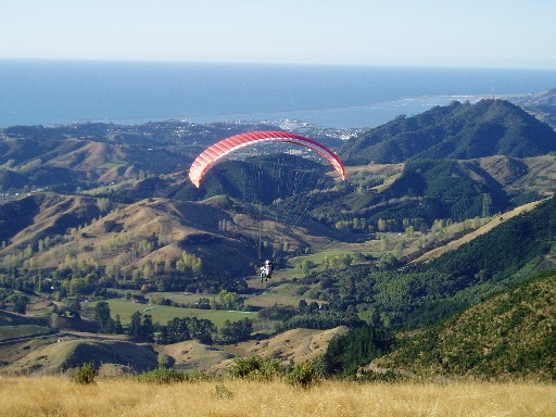 Craig paragliding over Nelson