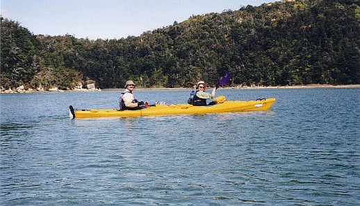 Craig and Steph sea kayaking at Abel Tasman