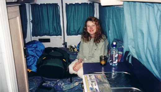 Inside the camper van