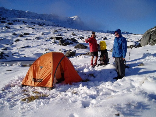Stan and Steph at the snow campsite