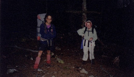 Stan and Steph hiking in the dark