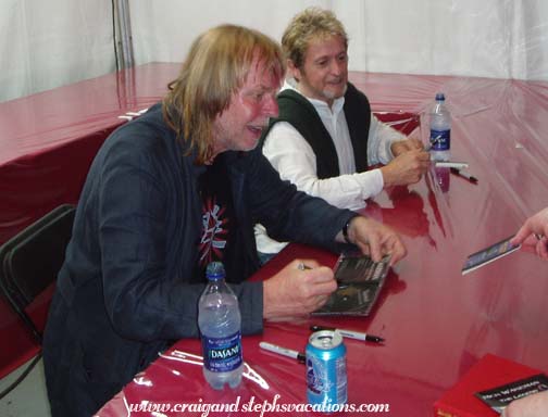 Rick and Jon signing autographs after Return to the Centre of the Earth in Quebec