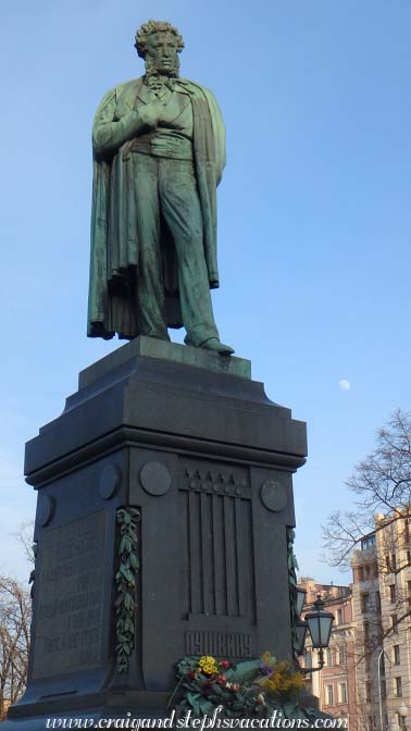 Pushkin statue with moonrise
