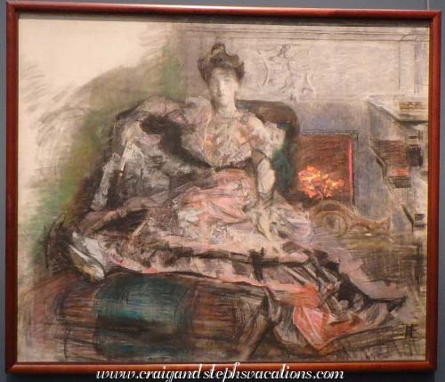 After a concert, portrait of Nadezhda Zabela-Vrubel by the Fireplace by M.A. Vrubel