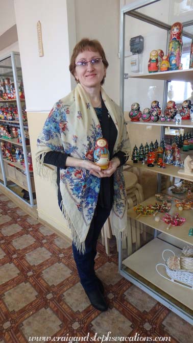 Irina shows us a replica of the first Russian nesting doll