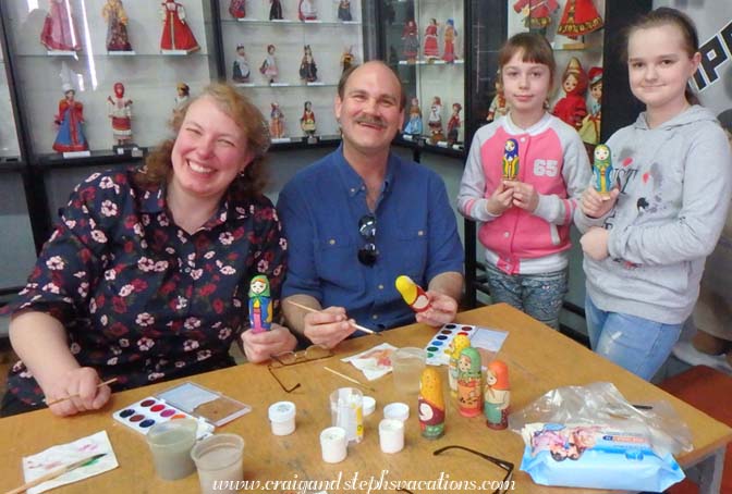 Two little girls who came over to show us their matryoshkas when we were all taking painting classes at the Sergiev Posad Toy Museum