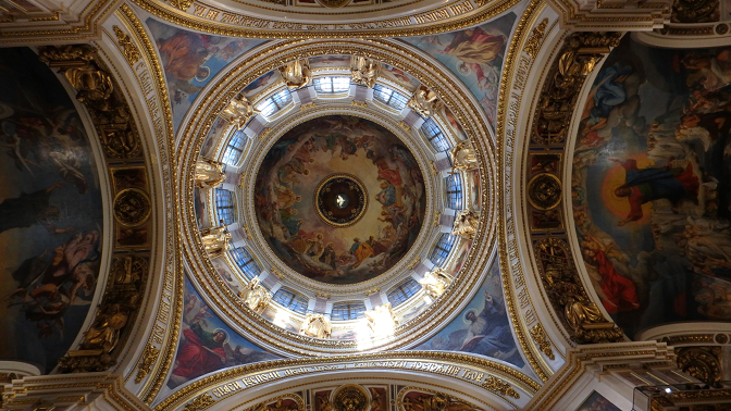 The Holy Spirit is depicted on the interior of the center done, St. Isaac's Cathedral
