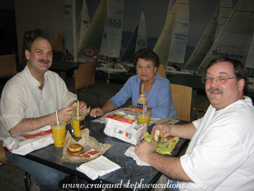 Breakfast at Logan Airport: Craig, Mom, Steve