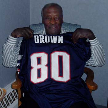 Frank Brown, Age 80; Troy Brown, New England Patriots #80